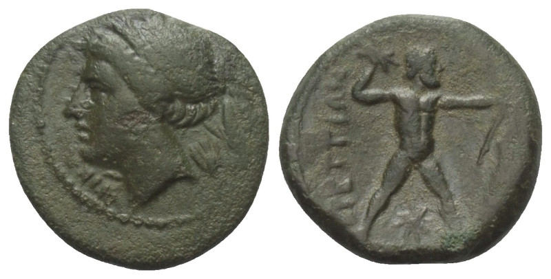 Bruttium. Brettii.

 Bronze. Ca. 214 - 211 v. Chr.
Vs: Kopf der Nike links; i...