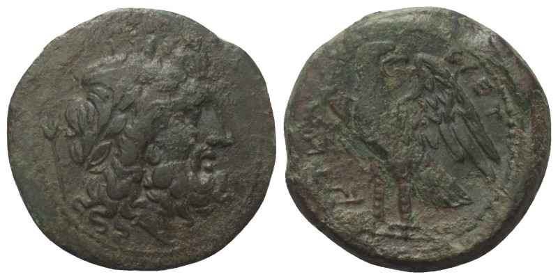 Bruttium. Brettii.

 Bronze. Ca. 211 - 208 v. Chr.
Vs: Kopf des Zeus mit Lorb...