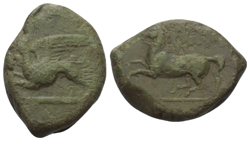 Sizilien. 'Kainon'.

 Bronze. Ca. 360 - 340 v. Chr.
Vs: Greif nach links spri...