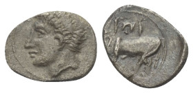 Sizilien. Panormos als Ziz.

 Litra (Silber). Ca. 400 - 380 v. Chr.
Vs: Jugendlicher männlicher Kopf links.
Rs: Androkephaler Stier nach links ste...