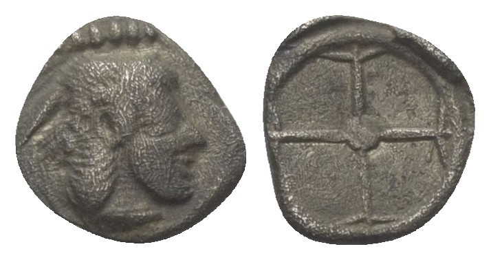 Sizilien. Syrakus.

 Obol (Silber). Ca. 475 - 470 v. Chr.
Vs: Kopf der Aretho...