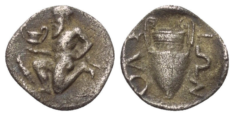 Inseln vor Thrakien. Thasos.

 Trihemiobol (Silber). Ca. 405 - 355 v. Chr.
Vs...