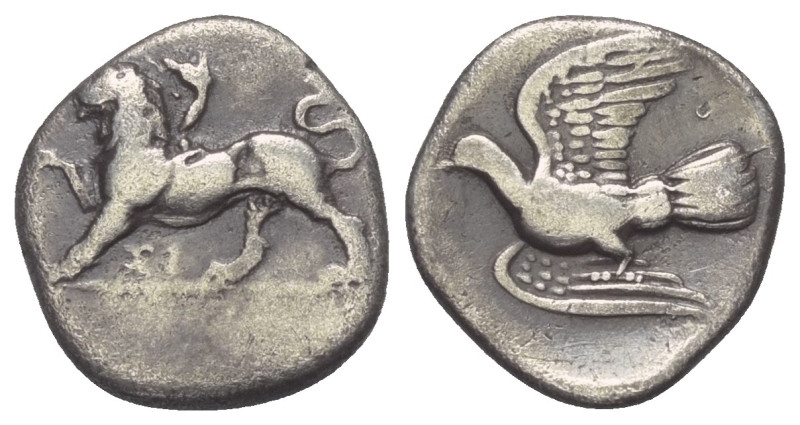 Sikyonien. Sikyon.

 Hemidrachme (Silber). Ca. 330 - 280 v. Chr.
Vs: Chimaira...