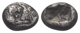 Königreich Lydien. Kroisos (556 - 541 v. Chr.).

 1/6 Stater (Silber). Sardeis.
Vs: Vorderteil eines Löwen und eines Stieres einander gegenüber.
R...