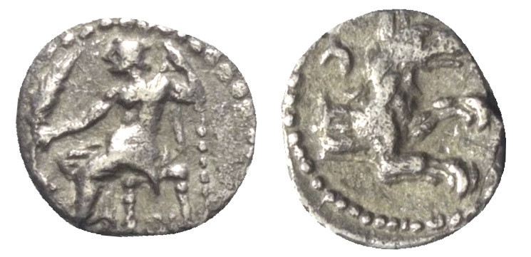 Lykaonien. Laranda.

 Obol (Silber). Ca. 324 / 323 v. Chr.
Vs: Baaltars mit G...