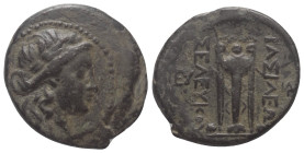 Seleukidisches Königreich. Seleukos II. Kallinikos (246 - 226 v. Chr.).

 Bronze. Nach 244 v. Chr. Antiochia am Orontes.
Vs: Kopf des Apllon mit Lo...