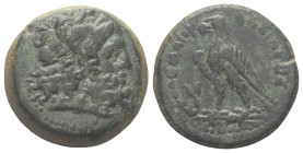 Ptolemäisches Königreich. Ptolemaios III. Eupator (246 - 221 v. Chr.).

 Hemiobol (Bronze). 246 - 221 v. Chr. Paphos.
Vs: Kopf des Zeus Ammon mit D...