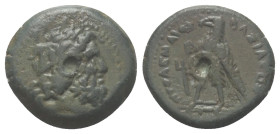 Ptolemäisches Königreich. Ptolemaios III. Eupator (246 - 221 v. Chr.).

 Dichalkon (Bronze). Ca. 246 - 221 v. Chr. Kaunos (?).
Vs: Kopf des Zeus Am...