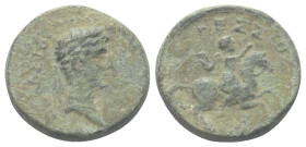 Mysien. Adramyteion. Augustus (31 v. - 14 n. Chr.).

 Bronze.
Vs: Kopf des Augustus mit Lorbeerkranz rechts.
Rs: Reiter mit erhobenem Arm zu Pferd...