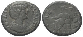 Lydien. Tabala. Iulia Domna (gest. 217 n. Chr.).

 Bronze.
Vs: Drapierte Büste rechts.
Rs: Kybele mit Mauerkrone nach links thronend, in ihrer Rec...