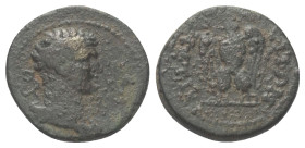 Phrygien. Aizanoi. Pseudo-autonome Prägung.

 Bronze. 2. Jhdt. n. Chr. (unter Hadrian).
Vs: Drapierte Büste des Hermes rechts, über seiner Schulter...