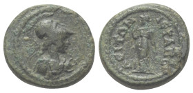 Phrygien. Hierapolis. Pseudo-autonome Prägung.

 Bronze. 1. - 2. Jhdt. n. Chr. (Zeit des Trajan und Hadrian).
Vs: Drapierte Büste der Athena mit ko...