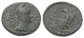 Phrygien. Laodikea am Lykos. Pseudo-autonome Prägung.

 Bronze. Ca. 14 - 37 n. Chr. (Zeit des Tiberius).
Vs: Kopf des Men mit phrygischer Mütze auf...