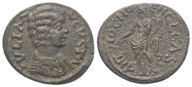 Pisidien. Antiochia. Iulia Domna (gest. 217 n. Chr.).

 Bronze.
Vs: Drapierte Büste rechts.
Rs: Tyche mit Zweig und Füllhorn nach links stehend.
...