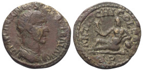 Pisidien. Antiochia. Traianus Decius (249 - 251 n. Chr.).

 Bronze.
Vs: Büste mit Lorbeerkranz und Panzer rechts.
Rs: Flussgott mit Füllhorn nach ...