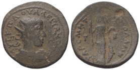 Kilikien. Tarsos. Valerianus I. (253 - 260 n. Chr.).

 Bronze.
Vs: Büste mit Strahlenkrone, Paludament und Panzer rechts.
Rs: Athena mit Speer und...