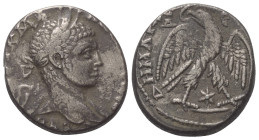 Seleukis und Pierien. Antiochia am Orontes. Elagabalus (218 - 222 n. Chr.).

 Tetradrachme (Billon). 219 n. Chr.
Vs: Büste des Caracalla rechts.
R...