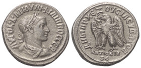 Seleukis und Pierien. Antiochia am Orontes. Philippus II. (247 - 249 n. Chr.).

 Tetradrachme (Billon). 248 - 249 n. Chr.
Vs: Büste in Rückansicht ...