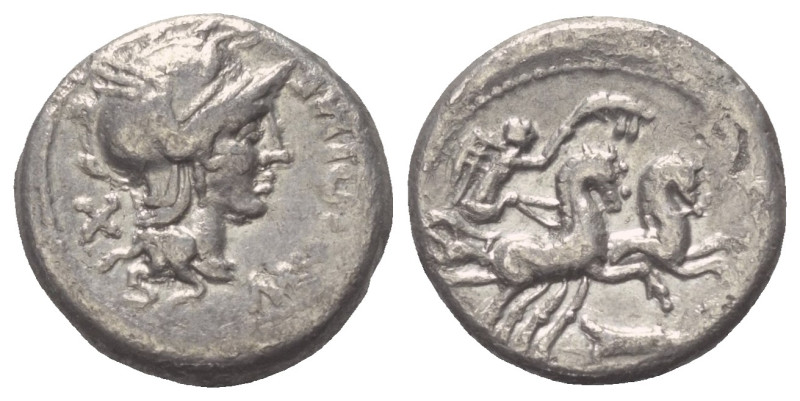 M. Cipius.

 Denar (Silber). 115 - 114 v. Chr. Rom.
Vs: M CIPI M F. Kopf der ...
