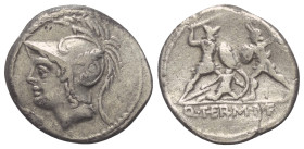 Q. Minucius Thermus.

 Denar (Silber). 103 v. Chr. Rom.
Vs: Kopf des Mars mit federgeschmücktem Helm links.
Rs: Q THERM M F. Römischer Soldat mit ...