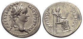 Tiberius (14 - 37 n. Chr.).

 Denar (Silber). 18 - 35 n. Chr. Rom.
Vs: TI CAESAR DIVI - AVG F AVGVSTVS. Kopf mit Lorbeerkranz rechts.
Rs: PONTIF -...