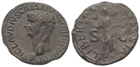 Claudius (41 - 54 n. Chr.).

 As. 50 - 54 n. Chr. Rom.
Vs: TI CLAVDIVS CAESAR AVG P M TR P IMP P P. Kopf links.
Rs: LIBERTAS AVGVSTA. Im Feld S - ...