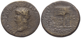 Nero (54 - 68 n. Chr.).

 Sesterz (Bronze). 65 n. Chr. Lugdunum.
Vs: NERO CLAVD CAESAR AVG GER P M TR P IMP P P. Kopf mit Lorbeerkranz links.
Rs: ...