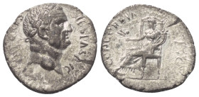 Vespasianus (69 - 79 n. Chr.).

 Denar (Silber). 69 - 70 n. Chr. Ephesus.
Vs: IMP CAES VESPAS AVG. Kopf mit Lorbeerkranz rechts.
Rs: CONCORDIA AVG...