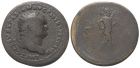 Titus (79 - 81 n. Chr.).

 Sesterz. 80 n. Chr. Rom.
Vs: IMP T CAES VESPASIAN AVG P M TR P P P COS VIII. Kopf mit Lorbeerkranz rechts.
Rs: S - C. M...