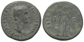 Traianus (98 - 117 n. Chr.).

 As. 98 - 99 n. Chr. Rom.
Vs: IMP CAES NERVA TRAIAN AVG GERM P M. Kopf mit Lorbeerkranz rechts.
Rs: TR POT COS II / ...
