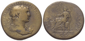 Traianus (98 - 117 n. Chr.).

 Sesterz. 103 - 111 n. Chr. Rom.
Vs: IMP CAES NERVAE TRAIANO AVG GER DAC P M TR P COS V P P. Büste mit Lorbeerkranz u...