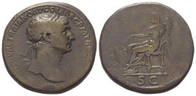 Traianus (98 - 117 n. Chr.).

 Sesterz. 112 - 114 n. Chr. Rom.
Vs: IMP CAES NERVAE TRAIANO AVG GER DAC P M TR P COS VI P P. Büste mit Lorbeerkranz ...
