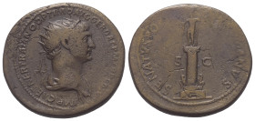Traianus (98 - 117 n. Chr.).

 Dupondius. 114 - 116 n. Chr. Rom.
Vs: IMP CAES NER TRAIANO OPTIMO AVG GER DAC P M TR P COS VI P P. Büste mit Strahle...