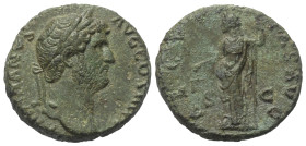 Hadrianus (117 - 138 n. Chr.).

 As (Bronze). 134 - 138 n. Chr. Rom.
Vs: HADRIANVS AVG COS III P P. Kopf mit Lorbeerkranz rechts.
Rs: AEQVITAS AVG...
