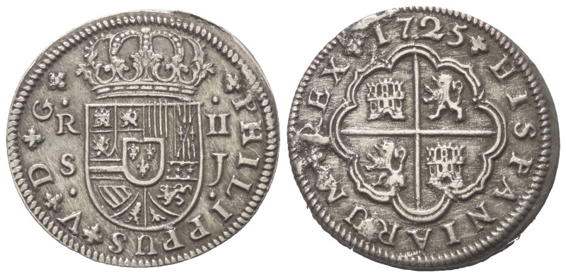 Spanien. Königreich. Philipp V. (1700 -1724 / 1724 - 1746).

 2 Reales (Silber...