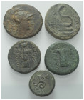 Griechische Münzen - Lots.


Pergamon (Mysien).

Lot (5 Stück): Bronze, 5. - 3. Jhdt. v. Chr.

Sehr schön - fast sehr schön.

Verkauft wie be...
