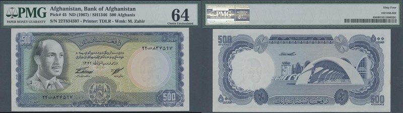 Afghanistan: 500 Afghanis ND(1967) P. 45, condition: PMG graded 64 Choice UNC.