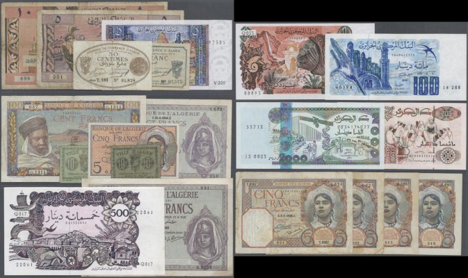 Algeria: large lot of 20 banknotes from different times and with different denom...