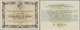 Andorra: 50 Centimes 1936 P. 5, crisp paper, in condition: UNC.