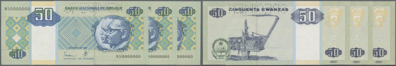 Angola: set of 3 pcs 50 Kwanzas 1999 Specimen P. 146as with zero serial numbers,...