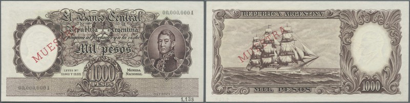 Argentina: 1000 Pesos 1935 Specimen P. 273s with Muestra overperint and perforat...
