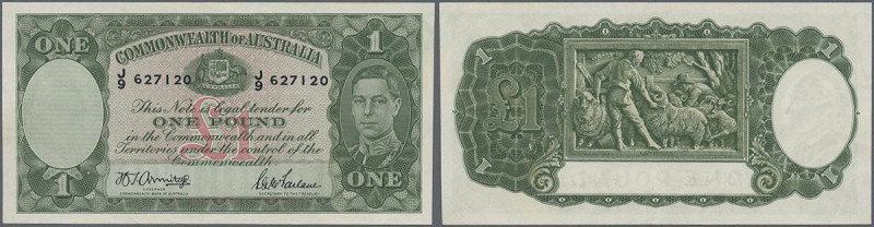 Australia: 1 Pound ND(1938-52) P. 26b, 3 very light and hard to see bends in pap...