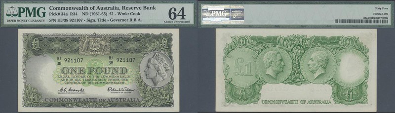 Australia: 1 Pound ND(1961-65) P. 34a, condition: PMG graded 64 Choice UNC.