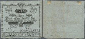 Austria: 1000 Gulden 1784 P. A21b FORMULAR, used with folds, a small missing part at lower right corner, a 5mm tear and small hole at upper center, 2 ...