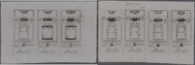 Austria: One uncut sheet of FORMULARS containing all values 5, 10, 25, 50, 100, 500 and 1000 Gulden 1796 P. A22b-A28b, the sheet is front and back pri...