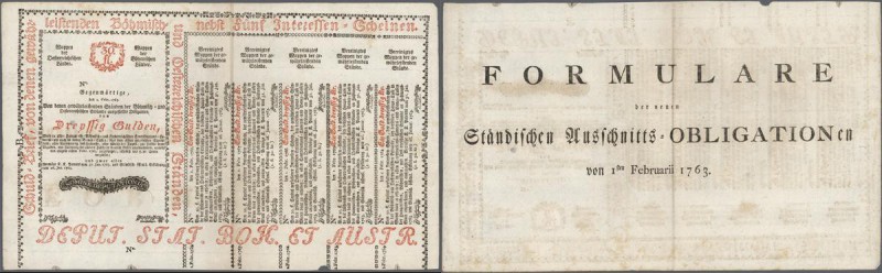 Austria: 30 Gulden 1763 Obligation Vienna, PR W7), complete sheet in condition: ...