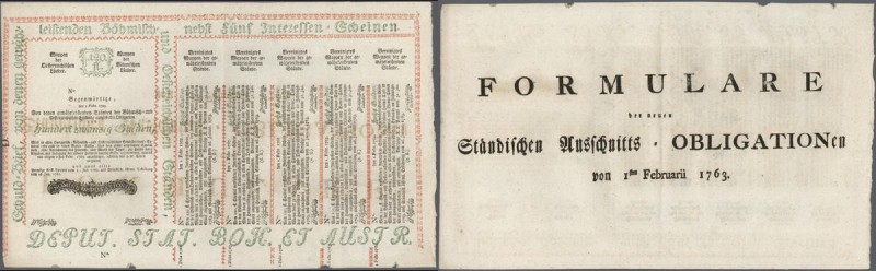 Austria: 120 Gulden 1763 Obligation Vienna, PR W9), complete sheet in condition:...