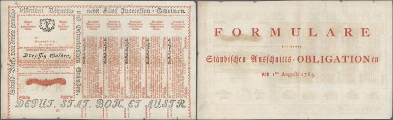 Austria: 30 Gulden 1763 Obligation Vienna, PR W11), complete sheet in condition:...