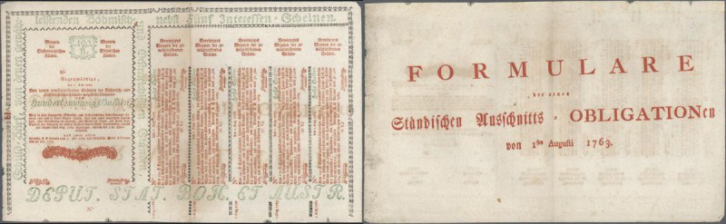 Austria: 120 Gulden 1763 Obligation Vienna, PR W13), complete sheet in condition...
