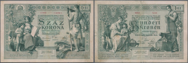 Austria: 100 Kronen 1902 P. 7, famous and searched banknote, center and horizont...